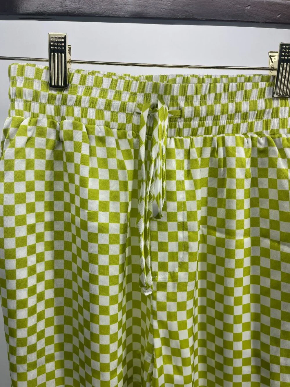 Women's Matching Set - Moodie by Lala Casual Green Checkered Pant/Shirt Set